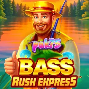 Bass Rush Express سلاٹ کا ایک منظر جس میں جھیل اور مچھلی پکڑنے کا تھیم نمایاں ہے۔